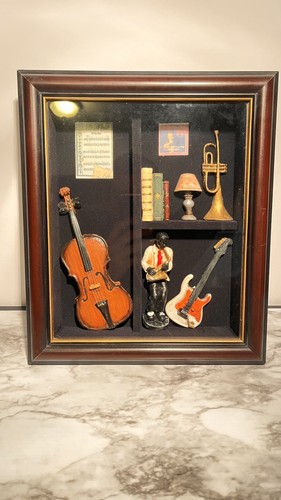 Vintage jazz music shadow box - vintage,