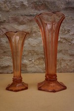 LOT DE 2 VASES EN VERRE (VAL SAINT LAMBERT BELGIQUE)