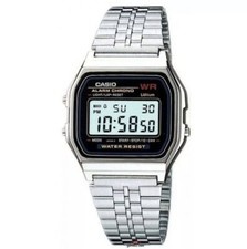 New Casio A159W Digital Classic Retro  Stainless Steel Silver Watch UK SELLER