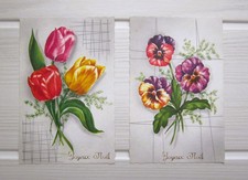 2 Antique Postcards Flowers Gilding Merry Christmas G. Picard - The Rose 1044