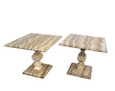 2 tables or ends of sofa painted faux marble, 20th century