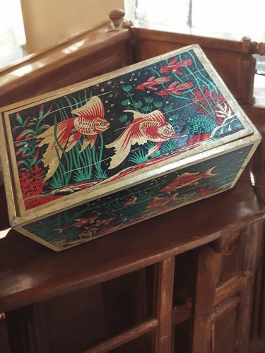 Boîte carton ancienne décor