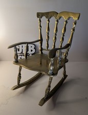 Vintage Large Decorative Brass Rocking Chair Used