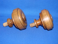 Antique Pair of Wooden Florets, Solid Walnut - Hand Turned 