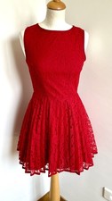 dress size 34 red lace sleeveless loose petticoat evening cocktail ceremony 312!