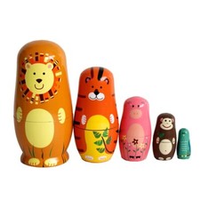 Handmade Wooden Tridges Doll Russian Doll Kits Colorful Decor Ani...