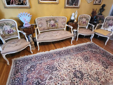 Louis XVI French Style  Fauteuil Chairs Set Hand Embroidered Custom Made