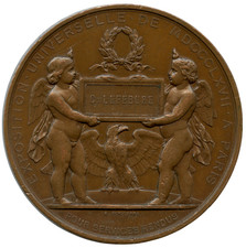 FRANCE 1867 PARIS EXPOSITION UNIVERSELLE NAPOLEON III MÉDAILLE CUIVRE 68MM 161G