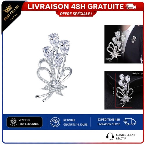 Broche fleur strass - fleur, en