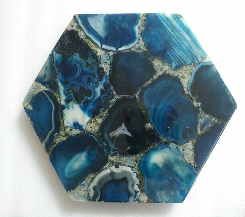 Bleu agate table - bleu, top