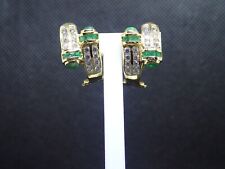 Boucle d'oreille en or jaune 750/ème de  5.52g, emeraude / Bijoux d'occasion