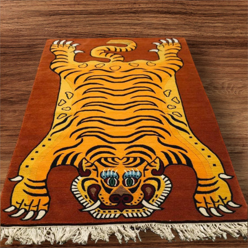 Tapis tigre tibétain noué - , à