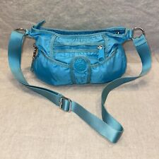 Kipling Nylon Crossbody Bag Purse w/ Monkey Keychain Charm Aqua Blue Medium Size