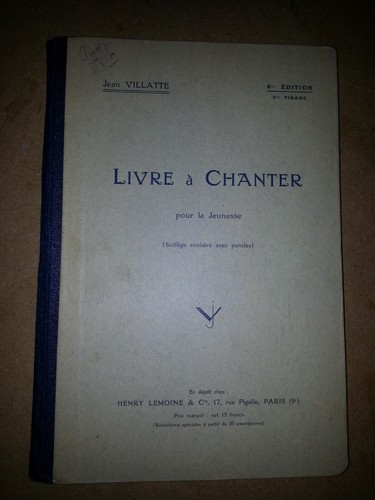 Jean villate livre chanter - livre, a
