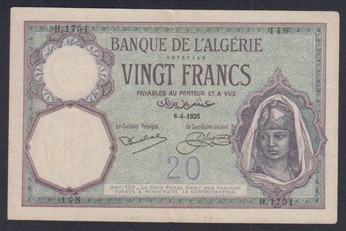 Billet algerie francs - algerie,