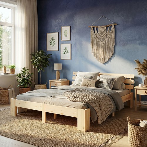 Lit double 140x200 bois - double,