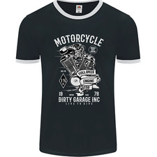 T-Shirt Ringer Pour Homme Biker De Moto Garage Sale FotL