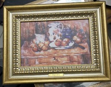 PAUL CEZANNE POMMES SUR DRESSOIR FRAMED PRINT ON BOARD WITH NAME PLATE