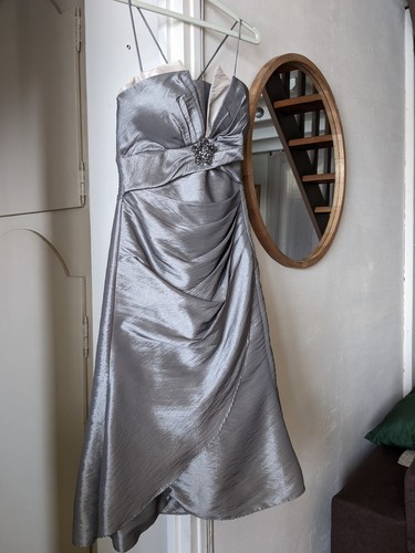 Robe ceremonie taffetas - taffetas, grise