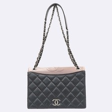 Chanel A93012 Brown & Black Color Ballerine Flap Vintage Silver CC Chain Shoulde