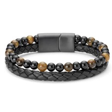 BRACELET HOMME CUIR DEUX RANG
