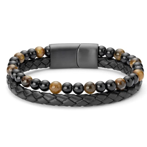 Bracelet homme cuir deux rang - bracelet,