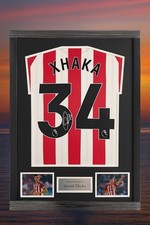 Signed Framed Granit Xhaka Sunderland Home Shirt Arsenal Switzerland Leverkusen