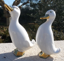 2 CANARDS BLANCS PORCELAINE -