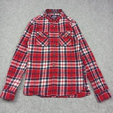Superdry Hommes Flanelle Shirt Taille M Bouton-Up Rouge Bûcheron à Carreaux M