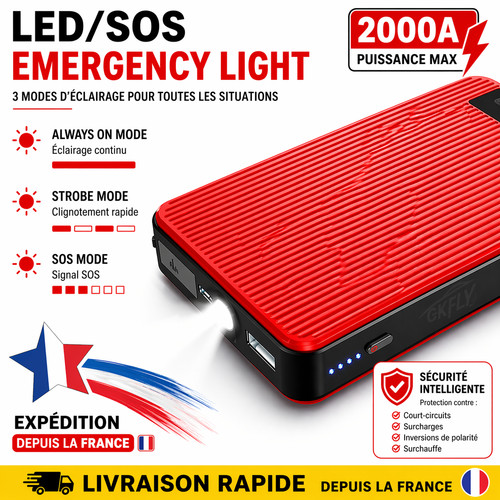 Booster batterie voiture 2000a - booster,