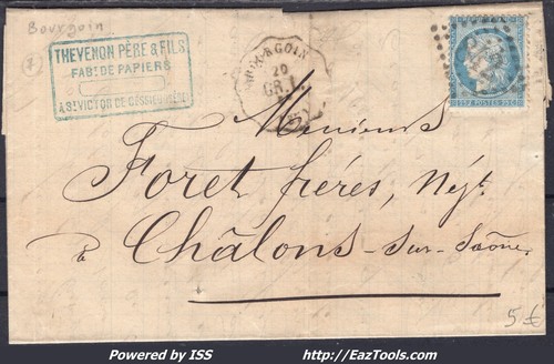 France 60a sur - n°60a, lettre