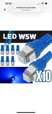 10 Ampoules W5W T10 5 LED Bleu