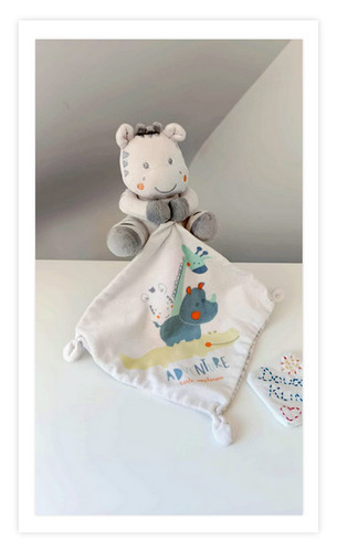 Peluche doudou zèbre - zèbre, mouchoir
