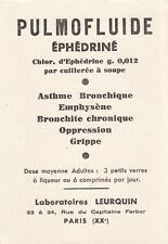 Z420 Old Small Pharmaceutical Blotter PULMOFLUID EPHEDRINE Lab LEURQUIN