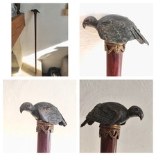 Cannes Pommeau en Métal Casse Tête Zoomorphe Oiseau 86 cm