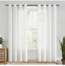 Rideaux transparents blancs pour rideaux à oeillets texturés en lin 72...