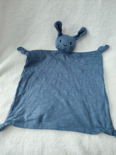 Doudou plat carré lapin - doudou, bleu