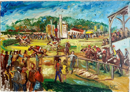 Ancien tableau hst - ancien, chevaux