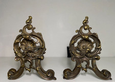 Paire de chenets en laiton