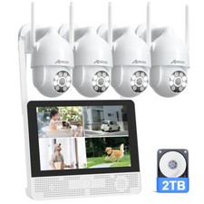 ANRAN 5MP Caméra Kit Surveillance Extérieure Système CCTV WiFi moniteur à 360°