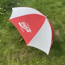 Vintage Mid Century Enjoy Coca-Cola Rain Umbrella. Golf bag accessory.