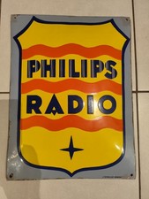 plaque émaillée Philips radio Bombé Année 30 Signé L'émaillot - gravure ORIGINAL