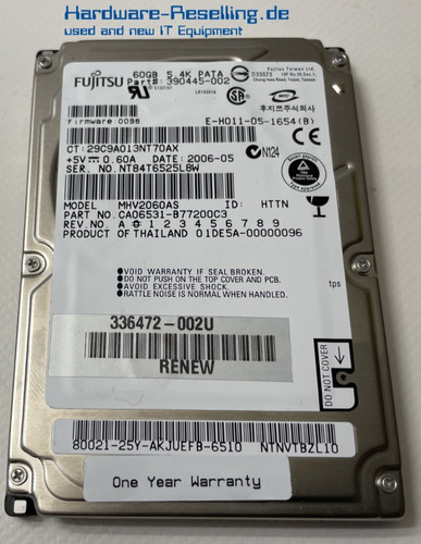 Fujitsu mhv2060as disque - fujitsu, hp