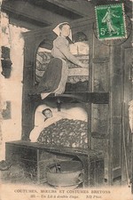 29-BRETAGNE FOLKLORE DOUBLE FLOOR BED-N�T5236-H/0195