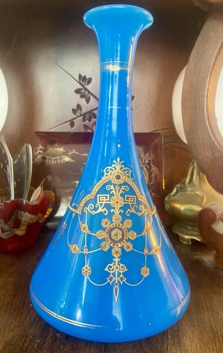 Grand vase opaline bleue - grand,