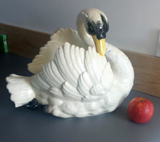 Large Swan Gardener Jérôme MASSIER VALLAURIS Majolica Animal Slipper