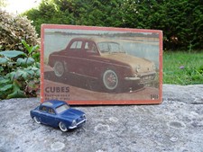 RARE BOÎTE DE CUBES EN BOIS - AUTOMOBILE RENAULT DAUPHINE -SIMCA - ANNÉES 60