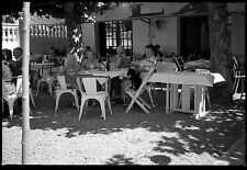 Kids & Grandparents Terrace Cafe Bar - Old Negative Photo Year. 1950
