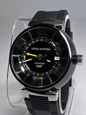 Louis Vuitton Tambour Q113K  Automatic Men's GMT Date Watch Black Dial & Band