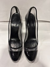 CHANEL Transparent PVC Escarpins Pumps 39 (8.5) Black Clear Cap Toe CC Logo